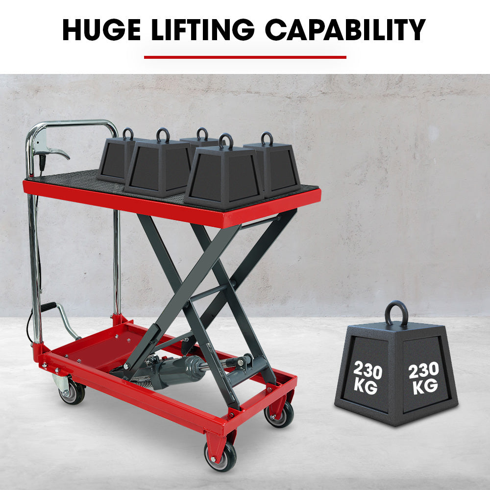 230KG Hydraulic Scissor Lift Platform Trolley, Non-Skid Rubber Platform Pad, for Material Handling