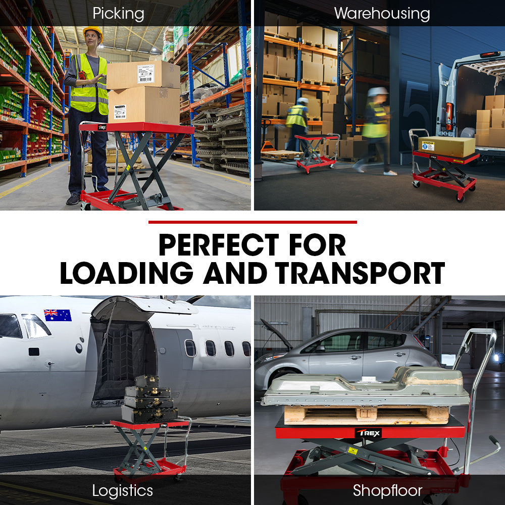 230KG Hydraulic Scissor Lift Platform Trolley, Non-Skid Rubber Platform Pad, for Material Handling