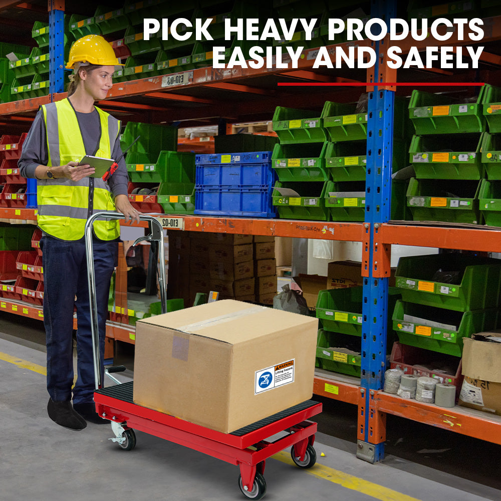 230KG Hydraulic Scissor Lift Platform Trolley, Non-Skid Rubber Platform Pad, for Material Handling