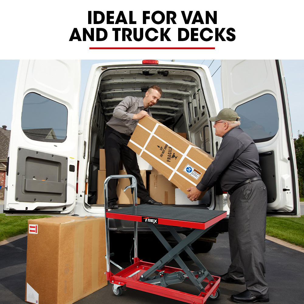 230KG Hydraulic Scissor Lift Platform Trolley, Non-Skid Rubber Platform Pad, for Material Handling