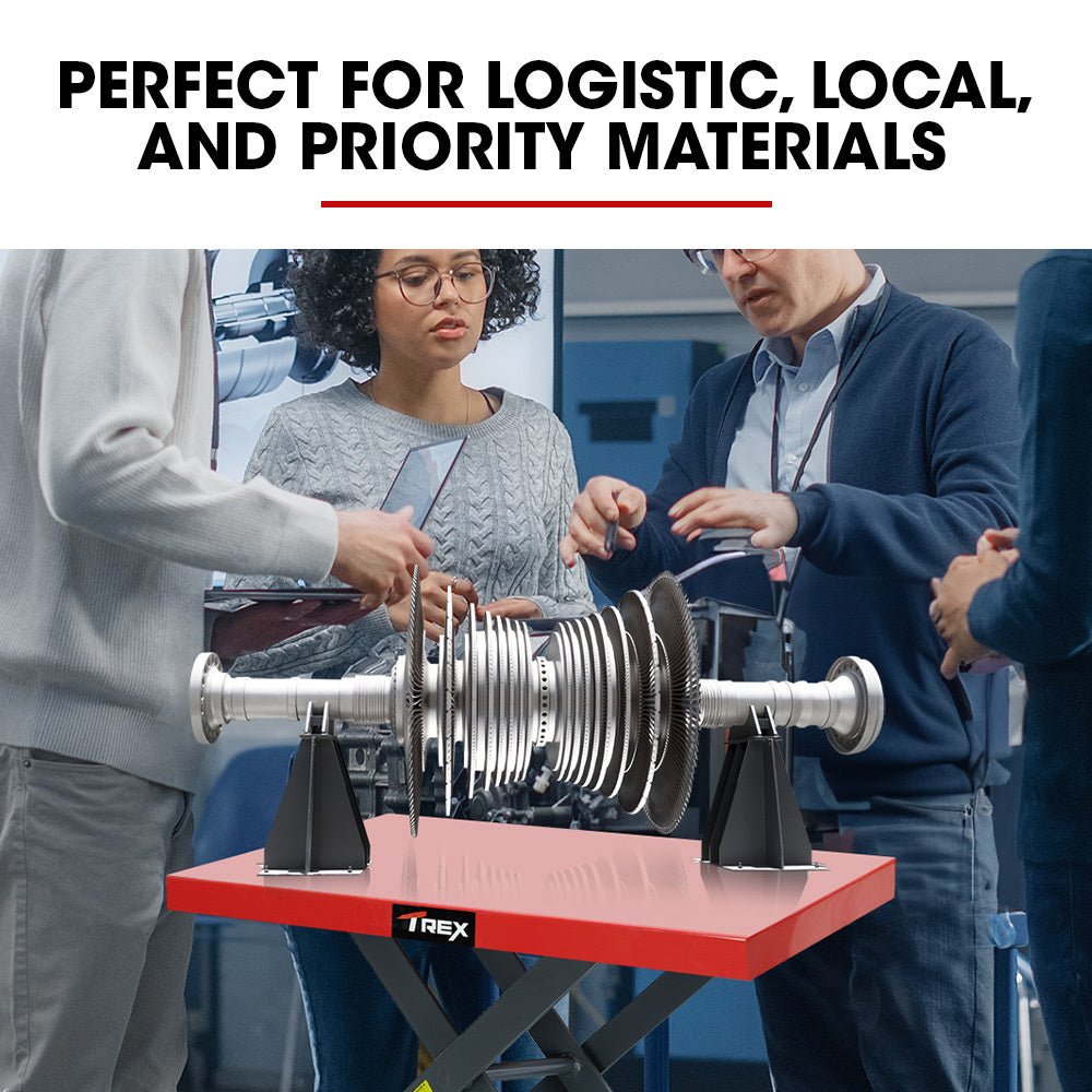 300KG Hydraulic High Lift Double Scissor Trolley, 1.3M Max Platform Hgt, Heavy-Duty, for Material Handling