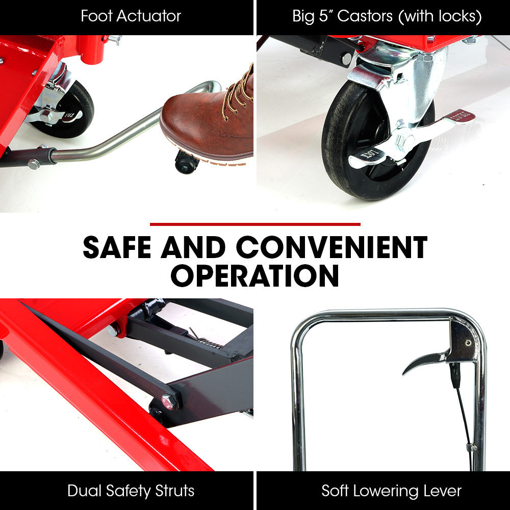 300KG Hydraulic High Lift Double Scissor Trolley, 1.3M Max Platform Hgt, Heavy-Duty, for Material Handling