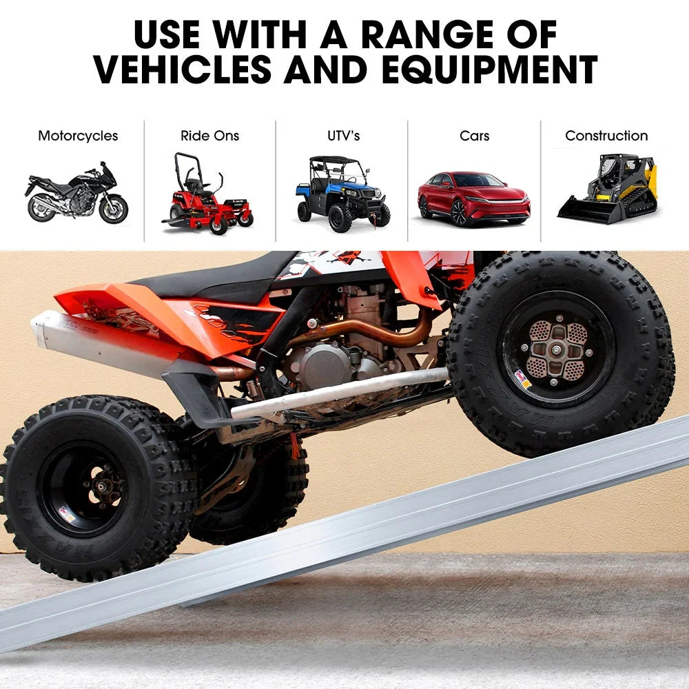 BULLET Pair of 2.3m Aluminium Loading Ramps, 4000kg Total Capacity, Heavy-Duty, Safety Pins, for Car, 4x4, Ride on Mower, ATV, Mini Excavator