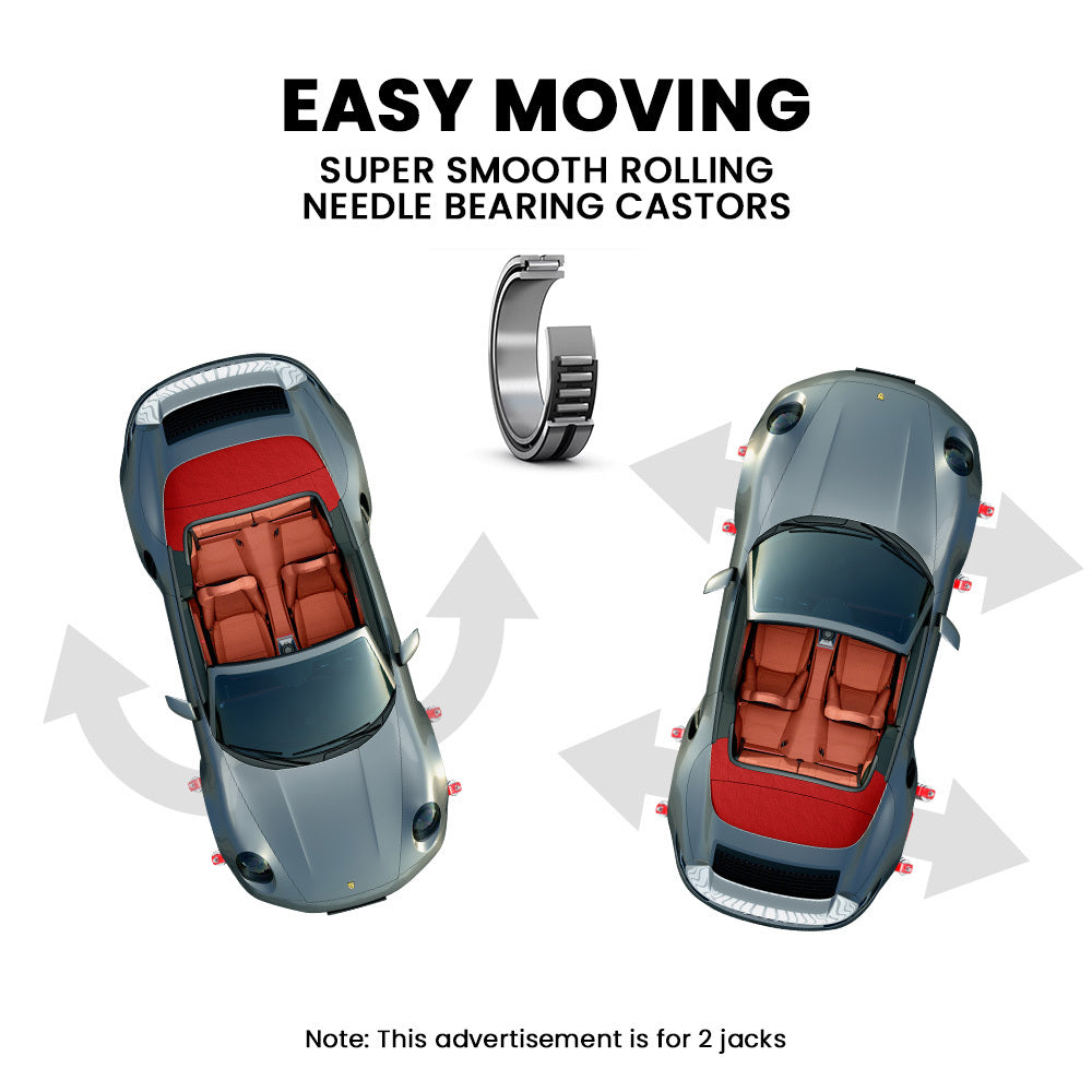 1180kg Set of 2 Vehicle Positioning Jacks, Mechanical Ratcheting Foot Pedal Wheel Dolly For Auto Car Moving