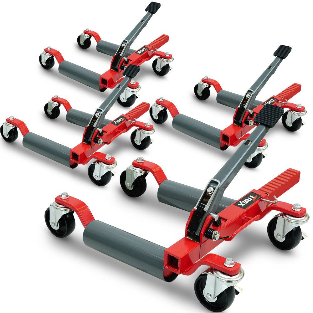 2360kg Set of 4 Vehicle Positioning Jacks, Mechanical Ratcheting Foot Pedal Wheel Dolly For Auto Car Moving