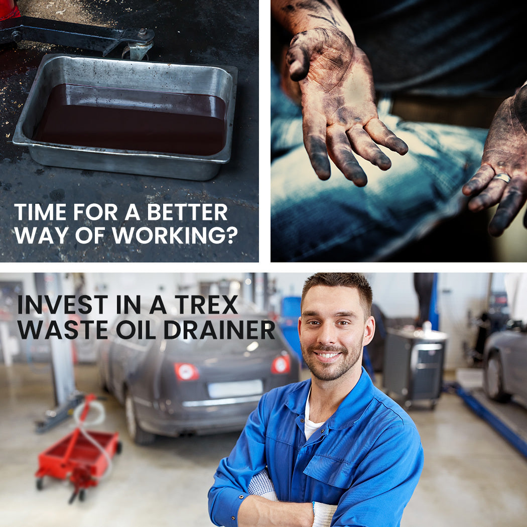 76L Low Level Mobile Truck Waste Oil Fluid Drainer Pan, Hand Pump, for Workshop