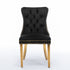 4x Velvet Dining Chairs with Golden Metal Legs-Black