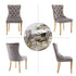 AADEN 8x Velvet Dining Chairs with Golden Metal Legs-Grey