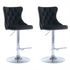 4x Height Adjustable Swivel Bar Stool Velvet Studs Barstool with Footrest and Chromed Base- Black