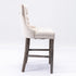 2X Velvet Bar Stools with Studs Trim Wooden Legs Tufted Dining Chairs Kitchen