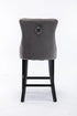4X Velvet Bar Stools with Studs Trim Wooden Legs Tufted Dining Chairs Kitchen