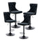 Velvet Bar Stools – Adjustable Height 63–84cm, Tufted Back, Black (Set of 4)
