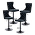 Velvet Bar Stools – Adjustable Height 63–84cm, Tufted Back, Black (Set of 4)