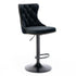 Velvet Bar Stools – Adjustable Height 63–84cm, Tufted Back, Black (Set of 4)