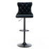Velvet Bar Stools – Adjustable Height 63–84cm, Tufted Back, Black (Set of 4)