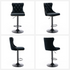 Velvet Bar Stools – Adjustable Height 63–84cm, Tufted Back, Black (Set of 2)