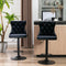 Velvet Bar Stools – Adjustable Height 63–84cm, Tufted Back, Black (Set of 2)