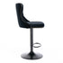 Velvet Bar Stools – Adjustable Height 63–84cm, Tufted Back, Black (Set of 2)