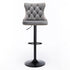 2x Height Adjustable Swivel Bar Stool Velvet Nailhead Barstool with Footrest