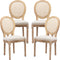 AADEN 4x Rattan Dining Chairs with Solid Wood Legs- Beige