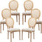 AADEN 6x Rattan Dining Chairs with Solid Wood Legs- Beige