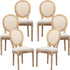 AADEN 6x Rattan Dining Chairs with Solid Wood Legs- Beige