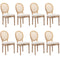 AADEN 8x Rattan Dining Chairs with Solid Wood Legs- Beige