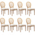 AADEN 8x Rattan Dining Chairs with Solid Wood Legs- Beige