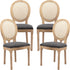 AADEN 4x Rattan Dining Chairs with Solid Wood Legs- Grey