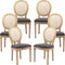 AADEN 6x Rattan Dining Chairs with Solid Wood Legs- Grey