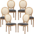 AADEN 6x Rattan Dining Chairs with Solid Wood Legs- Grey