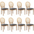 AADEN 8x Rattan Dining Chairs with Solid Wood Legs- Grey