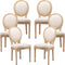AADEN 6x Linen Dining Chairs with Solid Wood Legs- Beige