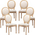 AADEN 6x Linen Dining Chairs with Solid Wood Legs- Beige