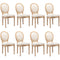 AADEN 8x Linen Dining Chairs with Solid Wood Legs- Beige
