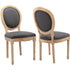 AADEN 2x Linen Dining Chairs with Solid Wood Legs- Grey