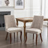 2x Fabric Channel Tufted Dining Chairs with Curved Wood Legs -Beige