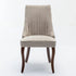 2x Fabric Channel Tufted Dining Chairs with Curved Wood Legs -Beige