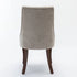 2x Fabric Channel Tufted Dining Chairs with Curved Wood Legs -Beige