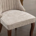2x Fabric Channel Tufted Dining Chairs with Curved Wood Legs -Beige