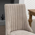 2x Fabric Channel Tufted Dining Chairs with Curved Wood Legs -Beige