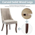2x Fabric Channel Tufted Dining Chairs with Curved Wood Legs -Beige