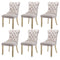 6x Velvet Dining Chairs Upholstered Tufted Kithcen Chair with Solid Wood Legs Stud Trim and Ring-Beige