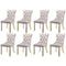 8x Velvet Dining Chairs Upholstered Tufted Kithcen Chair with Solid Wood Legs Stud Trim and Ring-Beige