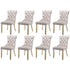 8x Velvet Dining Chairs Upholstered Tufted Kithcen Chair with Solid Wood Legs Stud Trim and Ring-Beige