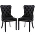 4x Velvet Dining Chairs Upholstered Tufted Kithcen Chair with Solid Wood Legs Stud Trim and Ring-Black