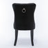 8x Velvet Dining Chairs Upholstered Tufted Kithcen Chair with Solid Wood Legs Stud Trim and Ring-Black