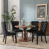 8x Velvet Dining Chairs Upholstered Tufted Kithcen Chair with Solid Wood Legs Stud Trim and Ring-Black