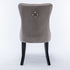 4x Velvet Dining Chairs Upholstered Tufted Kithcen Chair with Solid Wood Legs Stud Trim and Ring-Gray