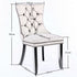 4x Velvet Dining Chairs Upholstered Tufted Kithcen Chair with Solid Wood Legs Stud Trim and Ring-Gray